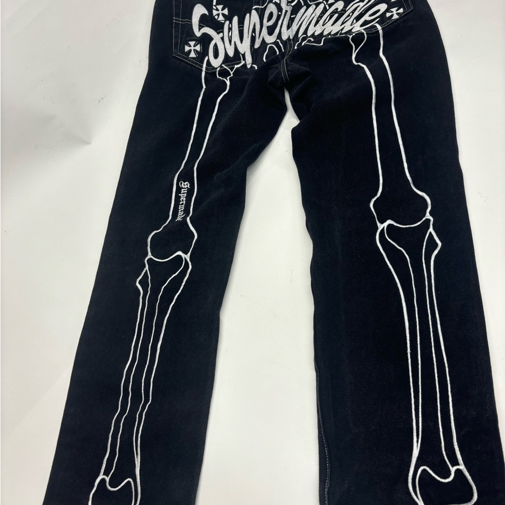 Black Skeleton Design Men's Relaxed Jeans